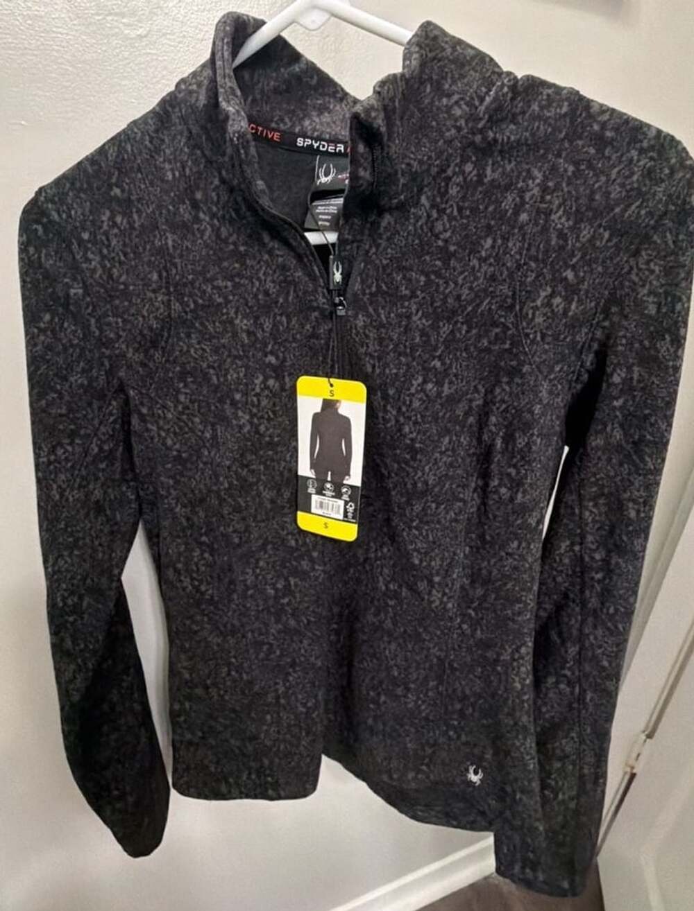 Spyder Active Quarter Zip Pullover Adult Womens Small Heather Black Fleece NWT